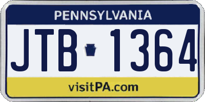 PA license plate JTB1364