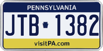 PA license plate JTB1382