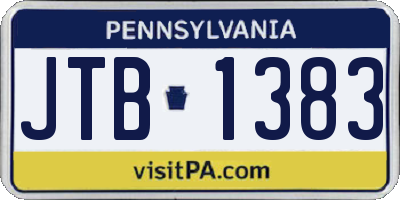 PA license plate JTB1383