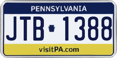 PA license plate JTB1388