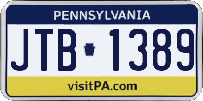 PA license plate JTB1389