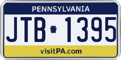 PA license plate JTB1395