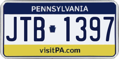 PA license plate JTB1397