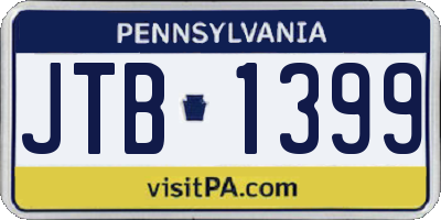 PA license plate JTB1399