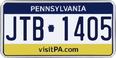 PA license plate JTB1405