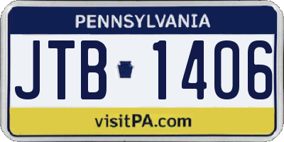 PA license plate JTB1406