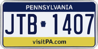 PA license plate JTB1407
