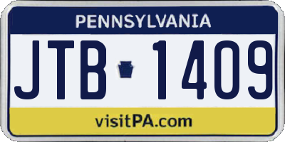 PA license plate JTB1409