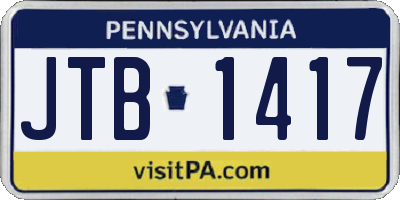 PA license plate JTB1417
