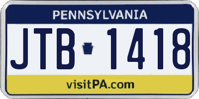 PA license plate JTB1418