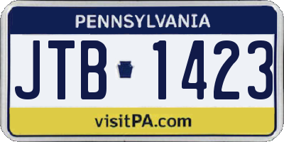 PA license plate JTB1423