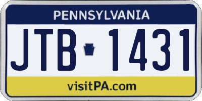 PA license plate JTB1431