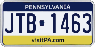 PA license plate JTB1463