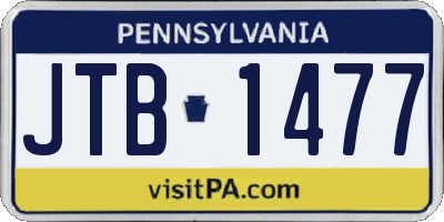 PA license plate JTB1477
