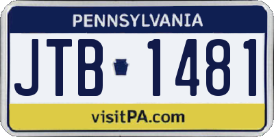 PA license plate JTB1481