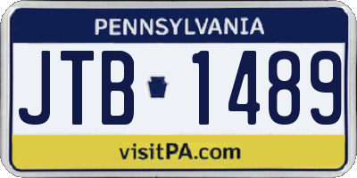 PA license plate JTB1489