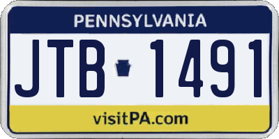 PA license plate JTB1491
