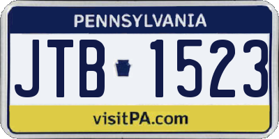 PA license plate JTB1523