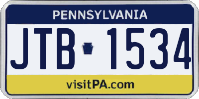 PA license plate JTB1534