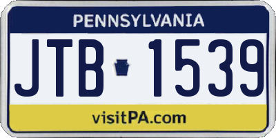 PA license plate JTB1539