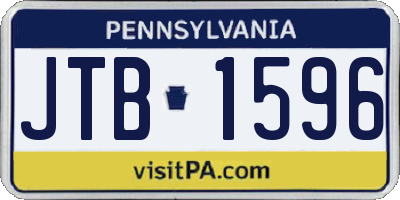 PA license plate JTB1596