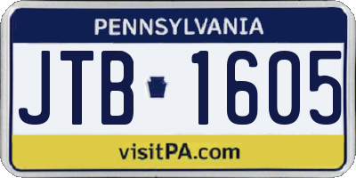 PA license plate JTB1605