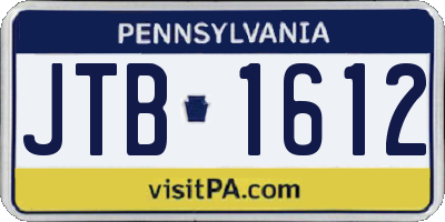 PA license plate JTB1612