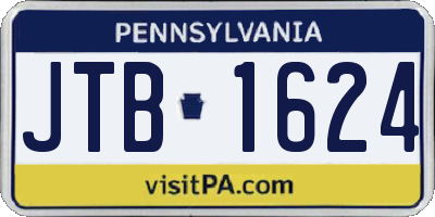 PA license plate JTB1624