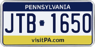 PA license plate JTB1650