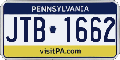 PA license plate JTB1662