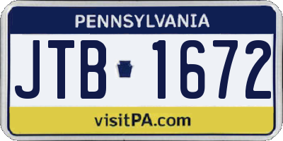 PA license plate JTB1672