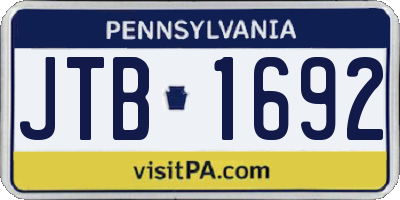 PA license plate JTB1692