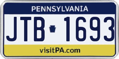 PA license plate JTB1693