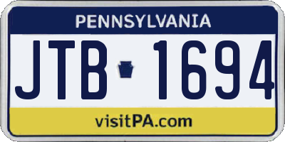 PA license plate JTB1694