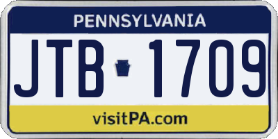 PA license plate JTB1709