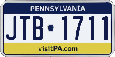 PA license plate JTB1711