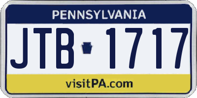 PA license plate JTB1717