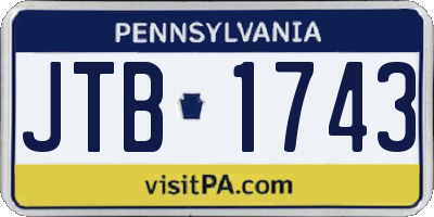 PA license plate JTB1743