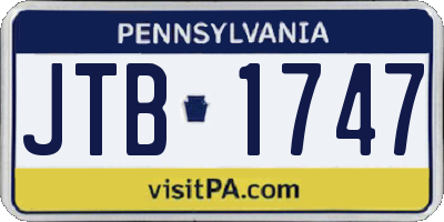 PA license plate JTB1747