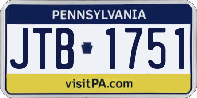 PA license plate JTB1751