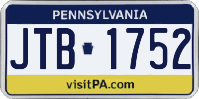 PA license plate JTB1752