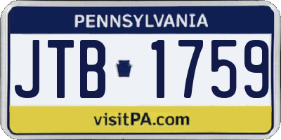 PA license plate JTB1759