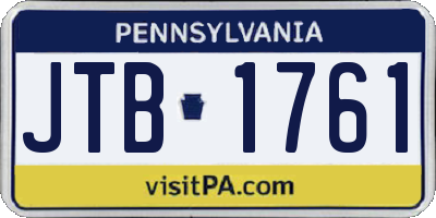 PA license plate JTB1761