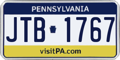 PA license plate JTB1767