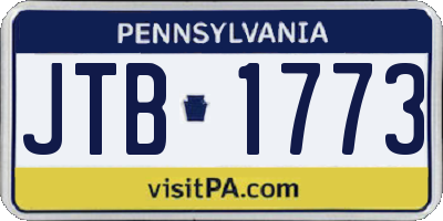 PA license plate JTB1773