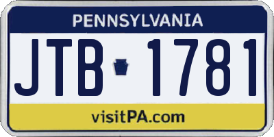 PA license plate JTB1781