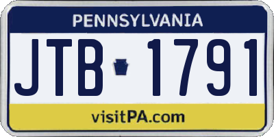 PA license plate JTB1791
