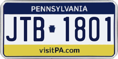 PA license plate JTB1801