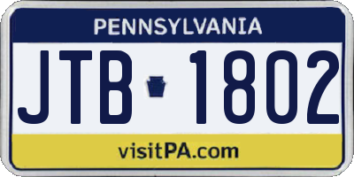PA license plate JTB1802