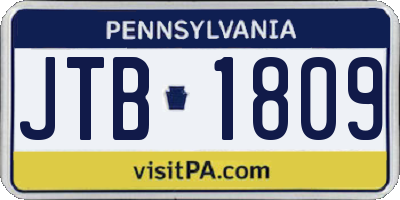 PA license plate JTB1809